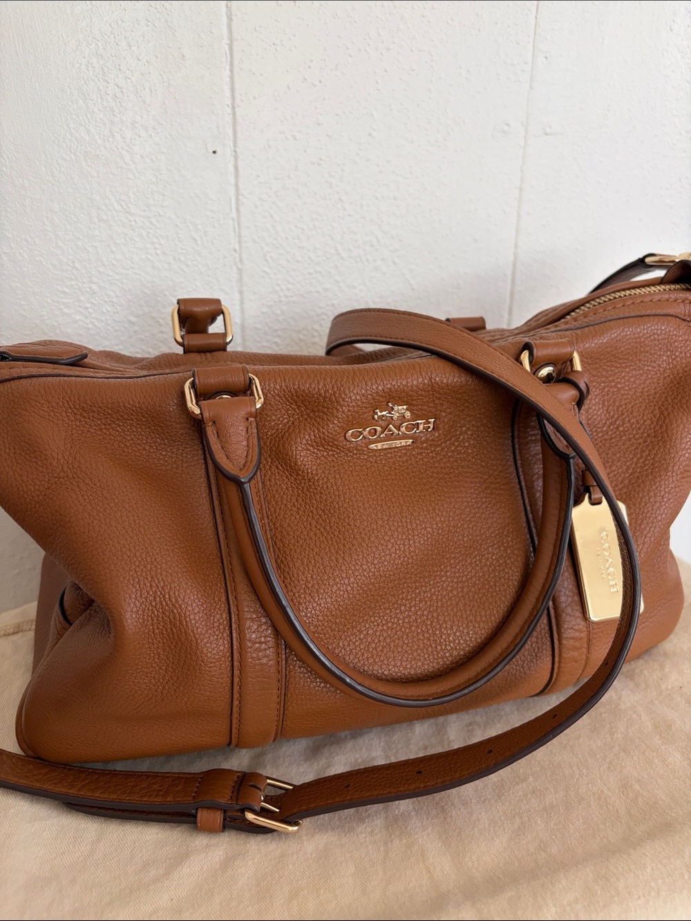 Coach Brown Pebbled Leather Shoulder Bag with Matching Brown Wallet - Picture 2 of 10